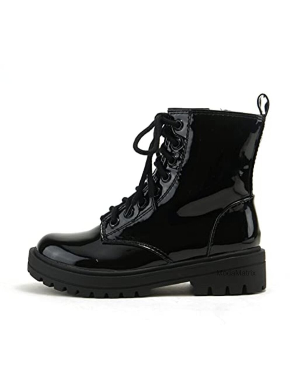 Lug Sole Combat Ankle Bootie Lace Up Side Zipper Block Heel